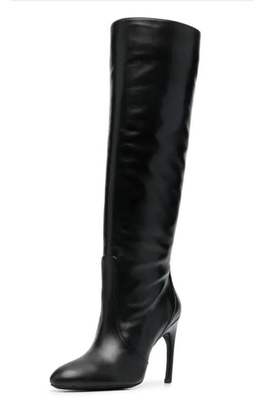 Stuart Weitzman Womens Luxecurve 100 Slouch Boots US 9B Black Leather NWOB